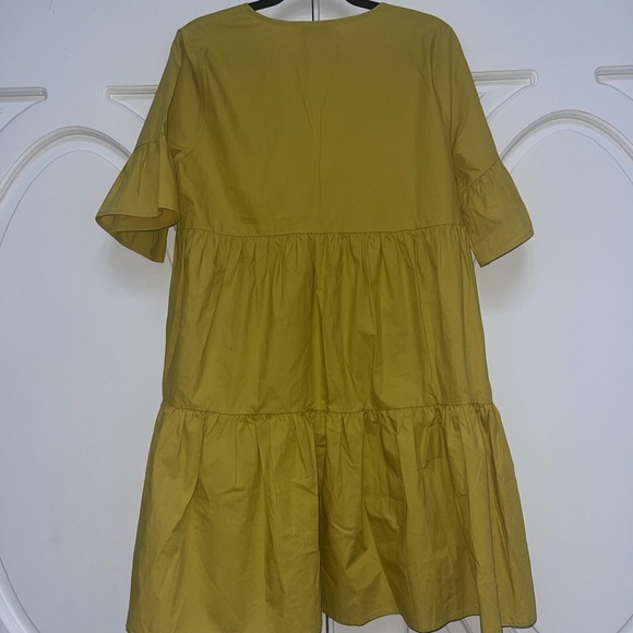 Molly‎ Bracken NWT Short Sleeve Tiered Mini Dress Large Dark Yellow - Picture 3 of 7